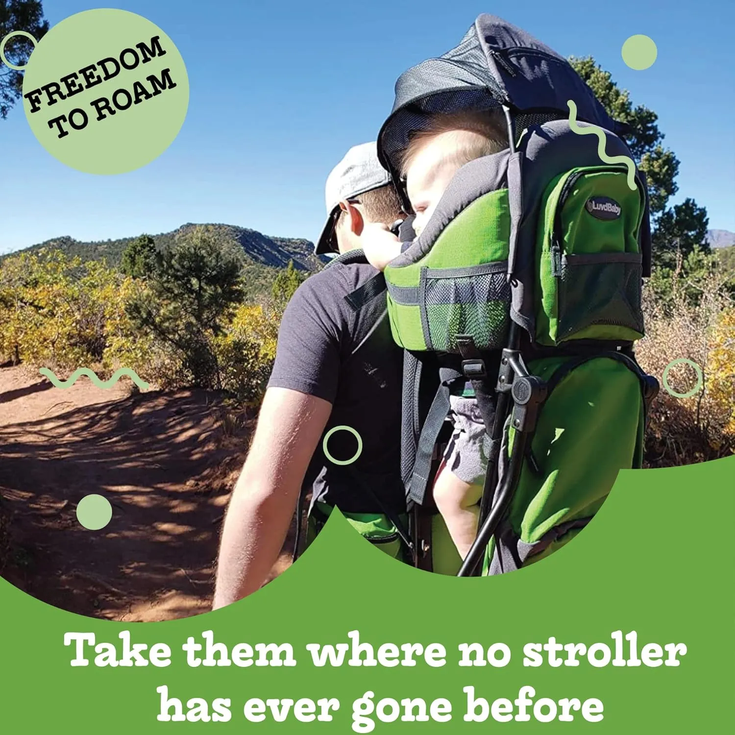 Hiking Baby Carrier Backpack - Comfortable Toddler/Baby Backpack Carrier System with Diaper Change Pad, Insulated Pocket   Rain and Sun Hood to Protect Your Child
