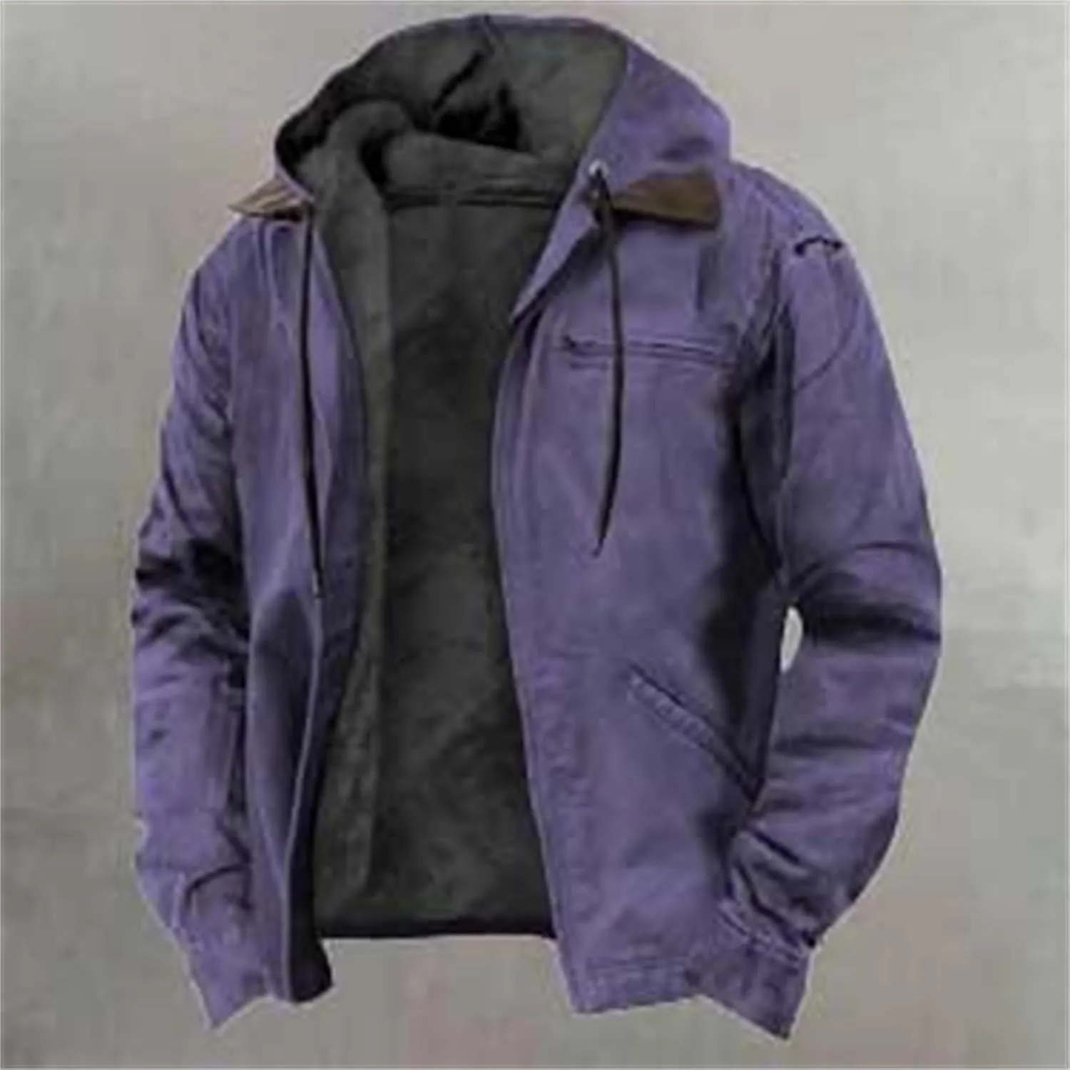 Hoodies for Men Winter Fluffy Fuzzy Fleece Lined Jackets Full Zip Warm Thick Coat Chaqueta Hombre Invierno