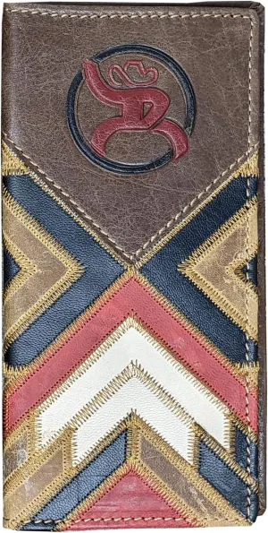 HOOEY Leather Men's Western Rodeo Wallet (Patchwork - Red/Black)