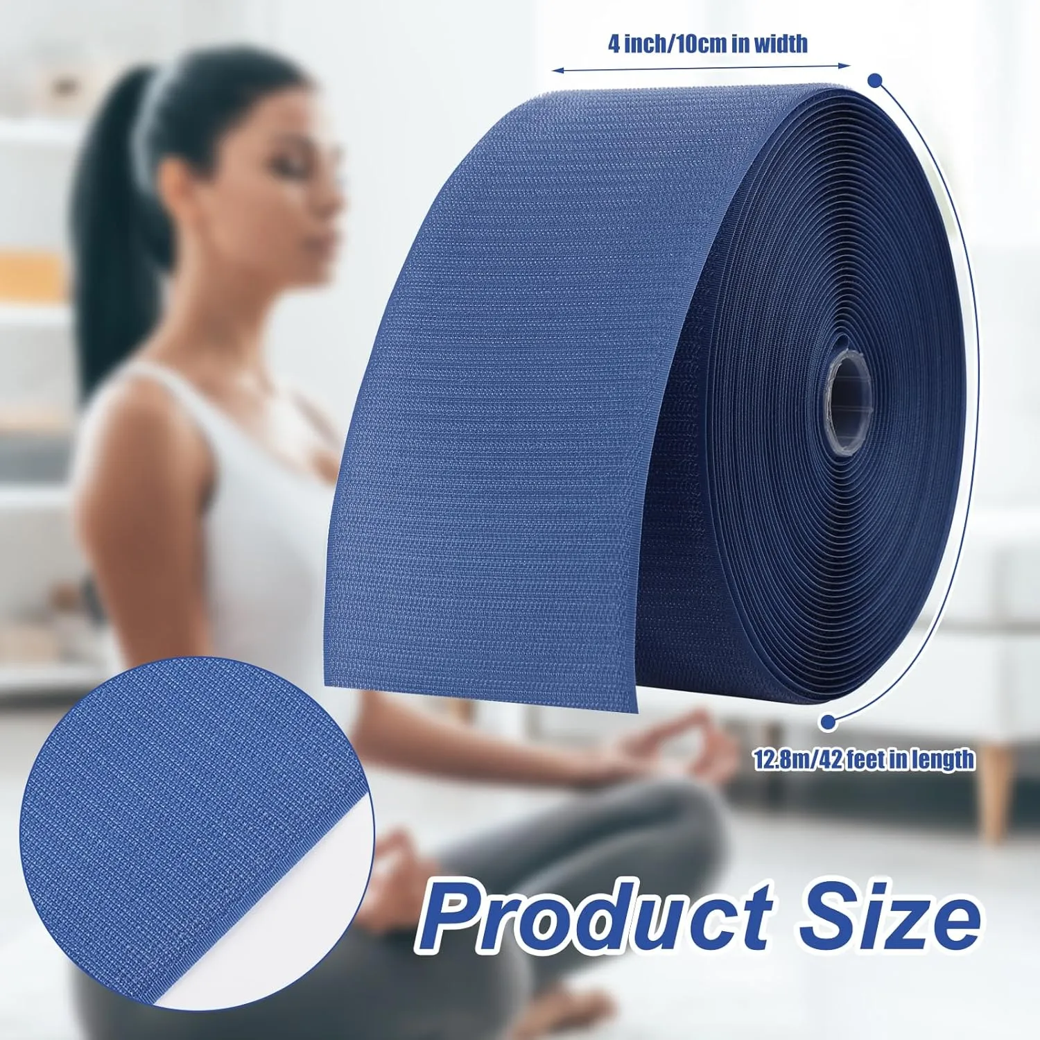 Hook Mat Fastener, 42" Long & 4" Wide Hook and Loop Tape Hook Mat Fastener for Carpet Bonded Foam Seams, Keeping Stability Cheer Mats for Gymnastics Gym Floors