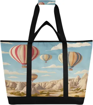 Hot Air Balloon Reusable Insulated Lunchbox Cooler Bag, Leakproof Kitchen Grocery Bag Collapsible Portable Cooler Tote Bag for Picnic, Camping, Office, Travel