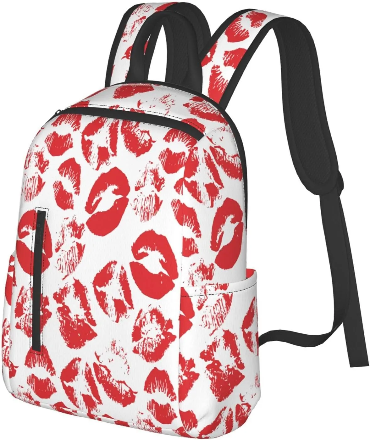 Hot Red Lips Kissing Casual Backpacks Large Capacity Laptop Backpack Sports Rucksack Travel Daypack Adjustable Shoulder Strap Work Bag for Outdoor Camping