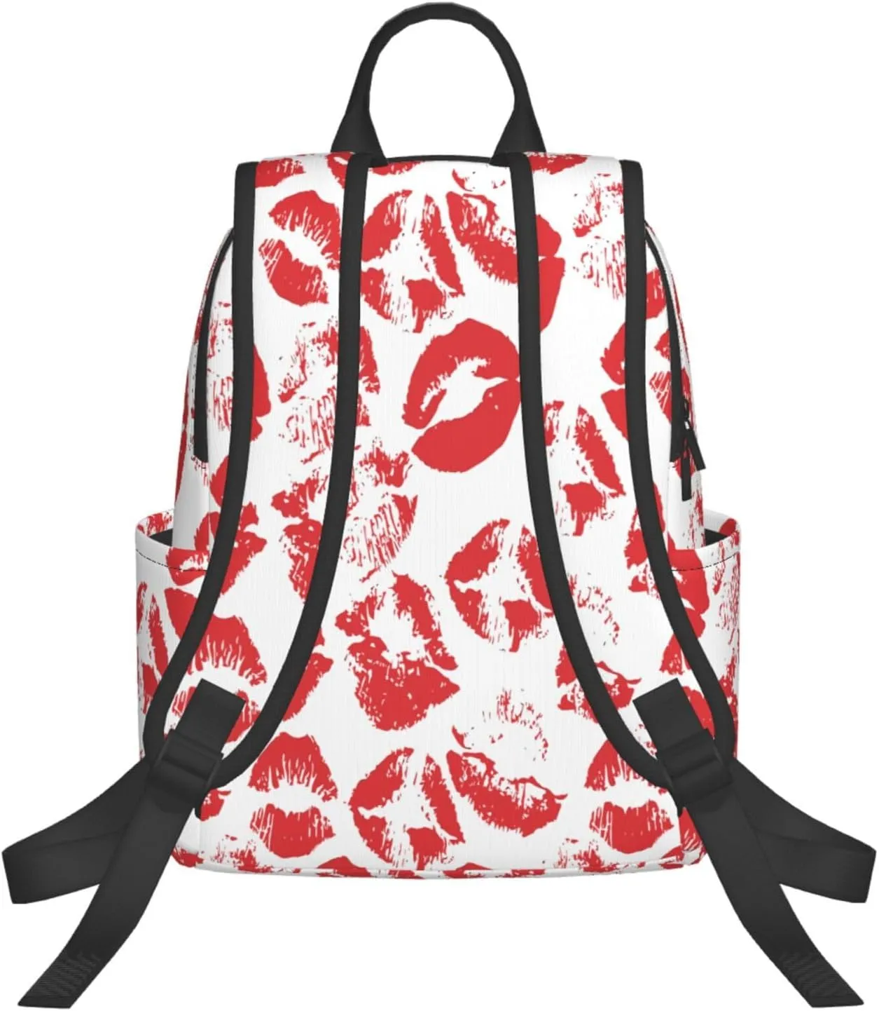 Hot Red Lips Kissing Casual Backpacks Large Capacity Laptop Backpack Sports Rucksack Travel Daypack Adjustable Shoulder Strap Work Bag for Outdoor Camping