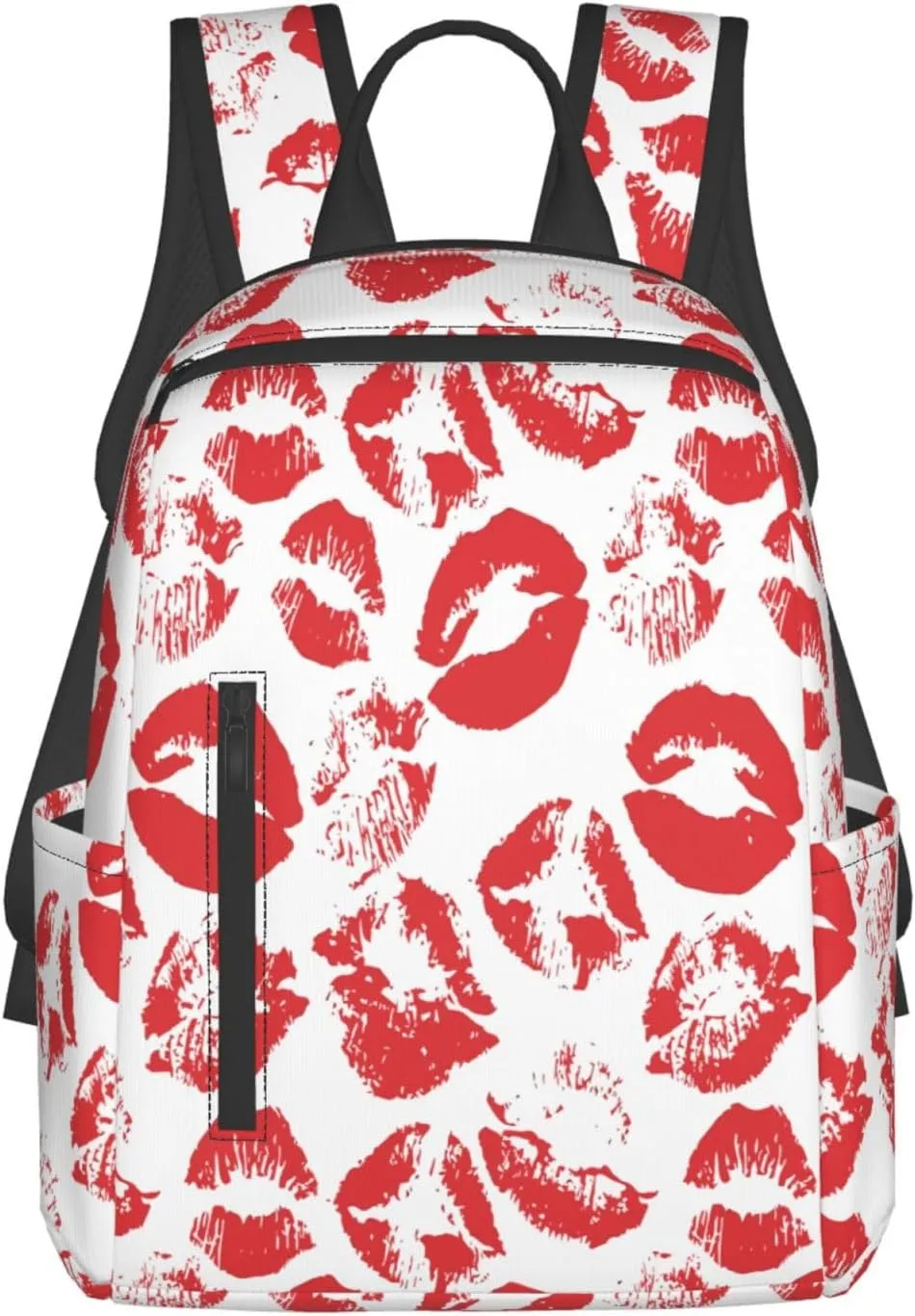 Hot Red Lips Kissing Casual Backpacks Large Capacity Laptop Backpack Sports Rucksack Travel Daypack Adjustable Shoulder Strap Work Bag for Outdoor Camping