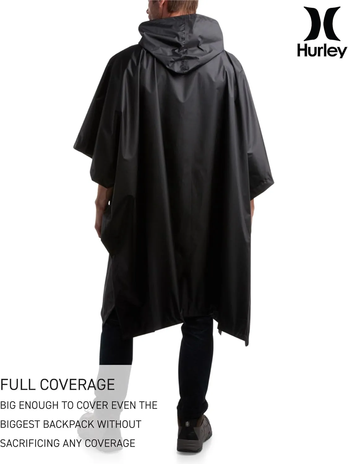 Hurley Ponchos Adult - Waterproof Rain Ponchos for Adults, Lightweight Packable Rain Poncho for Hiking, Camping & Emergency