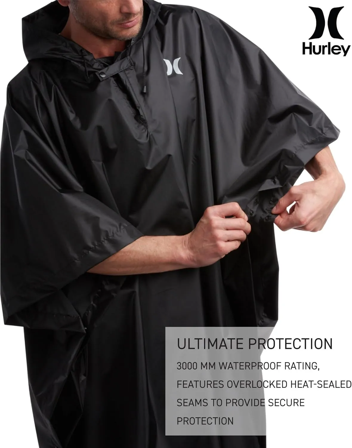 Hurley Ponchos Adult - Waterproof Rain Ponchos for Adults, Lightweight Packable Rain Poncho for Hiking, Camping & Emergency