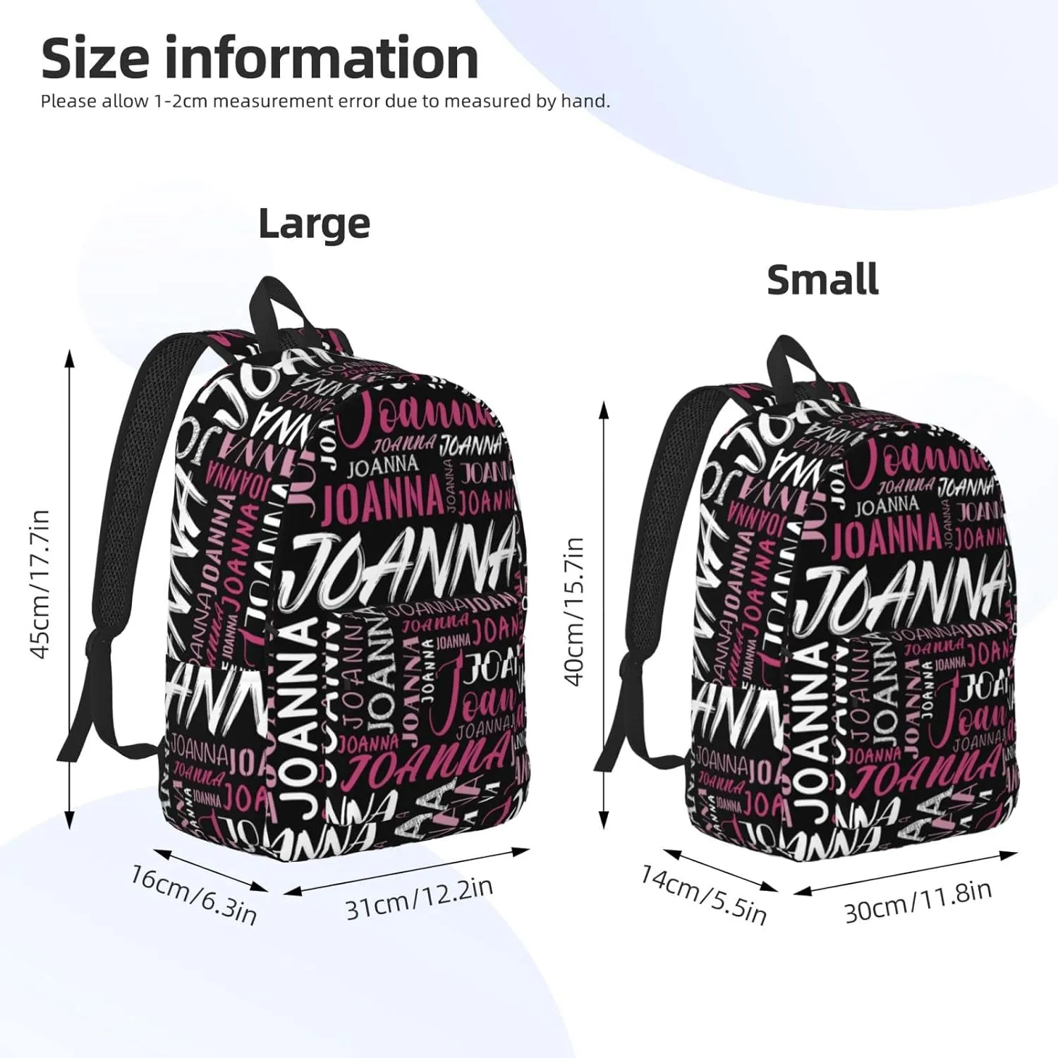 Husguciy Custom Backpack with Name, Personalized Bookbag for Boys Girls Adult, Customized School Bag for School Office Travel (Black Pink)