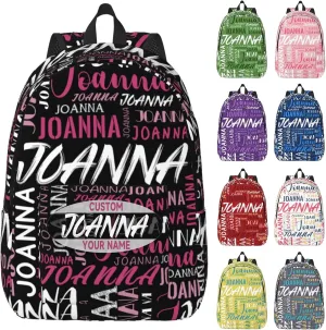 Husguciy Custom Backpack with Name, Personalized Bookbag for Boys Girls Adult, Customized School Bag for School Office Travel (Black Pink)