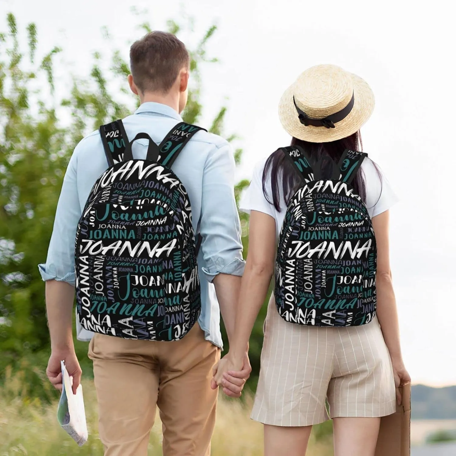 Husguciy Custom Backpack with Name, Personalized Bookbag for Boys Girls Kids, Customized School Bag for School Office Travel (Black green)