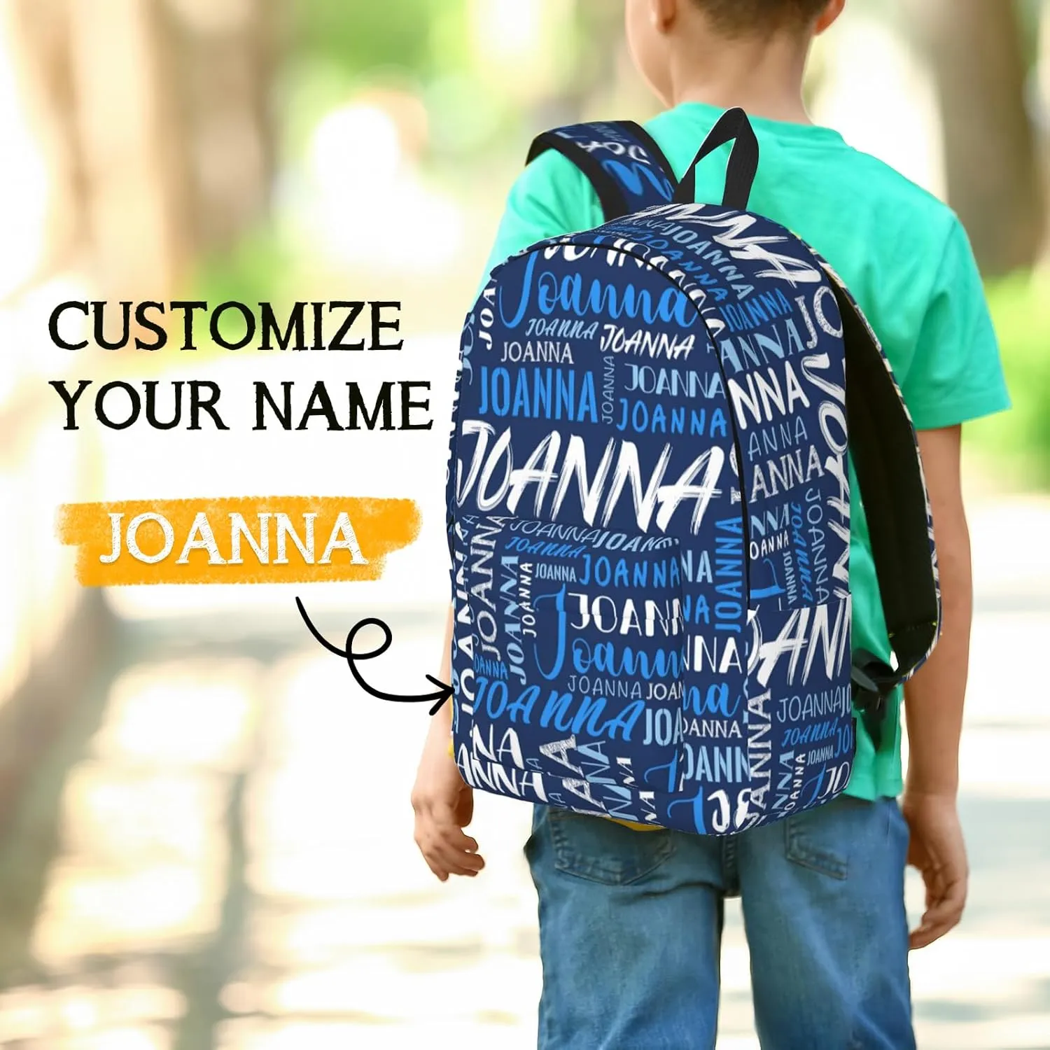 Husguciy Custom Backpack with Name, Personalized Bookbag for Boys Girls Kids, Customized School Bag for School Office Travel (Blue)