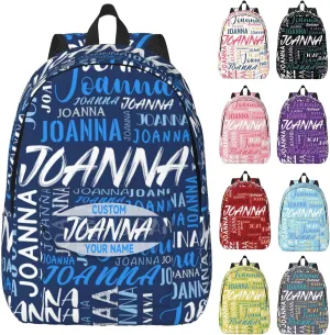 Husguciy Custom Backpack with Name, Personalized Bookbag for Boys Girls Kids, Customized School Bag for School Office Travel (Blue)