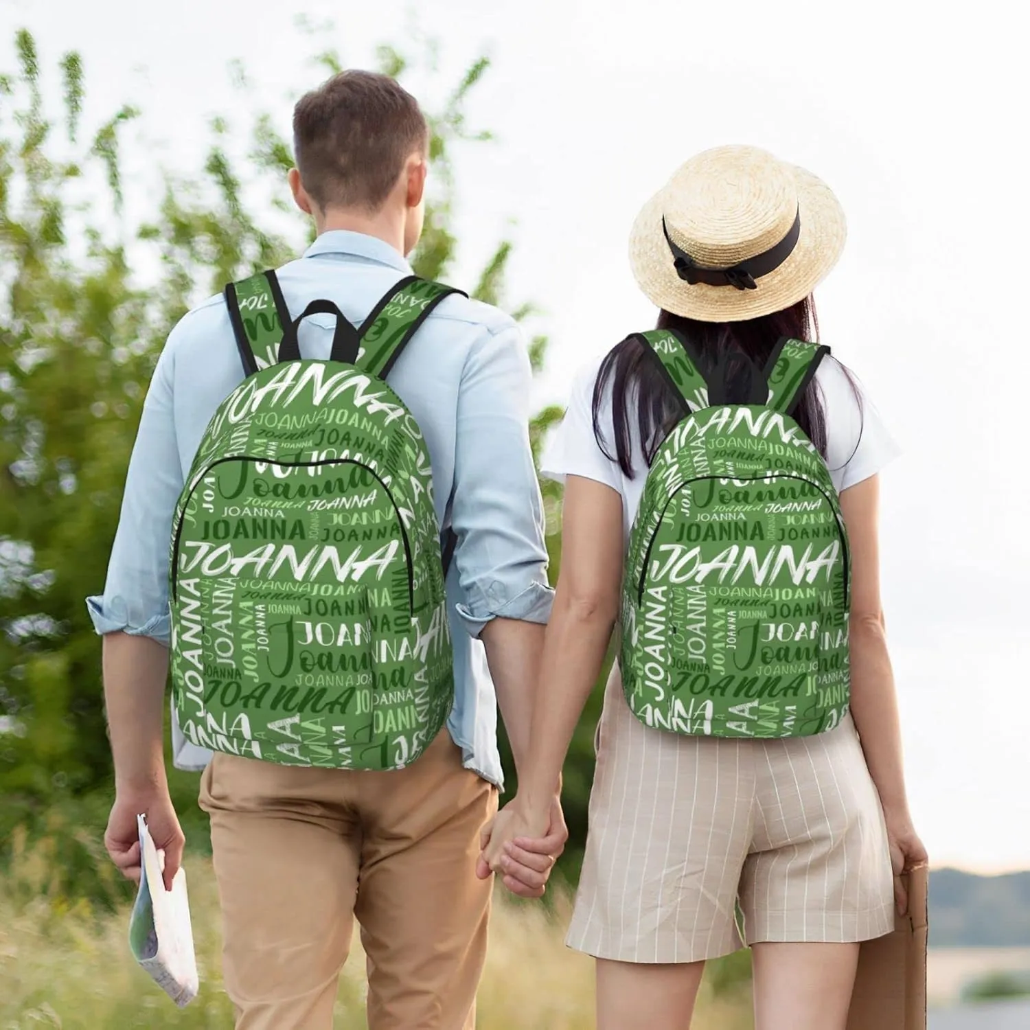 Husguciy Custom Backpack with Name, Personalized Bookbag for Boys Girls Kids, Customized School Bag for School Office Travel (Green)