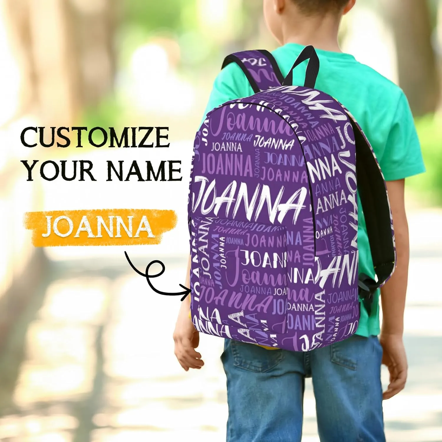Husguciy Custom Backpack with Name, Personalized Bookbag for Boys Girls Kids, Customized School Bag for School Office Travel (Purple)
