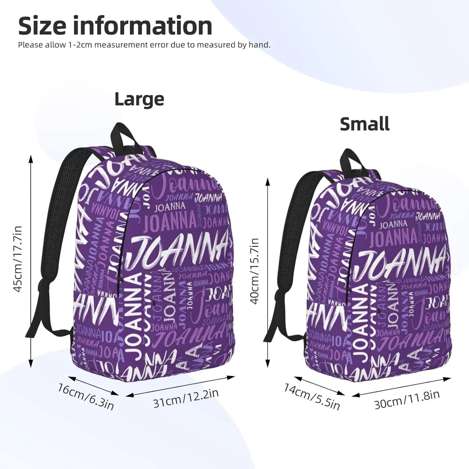 Husguciy Custom Backpack with Name, Personalized Bookbag for Boys Girls Kids, Customized School Bag for School Office Travel (Purple)
