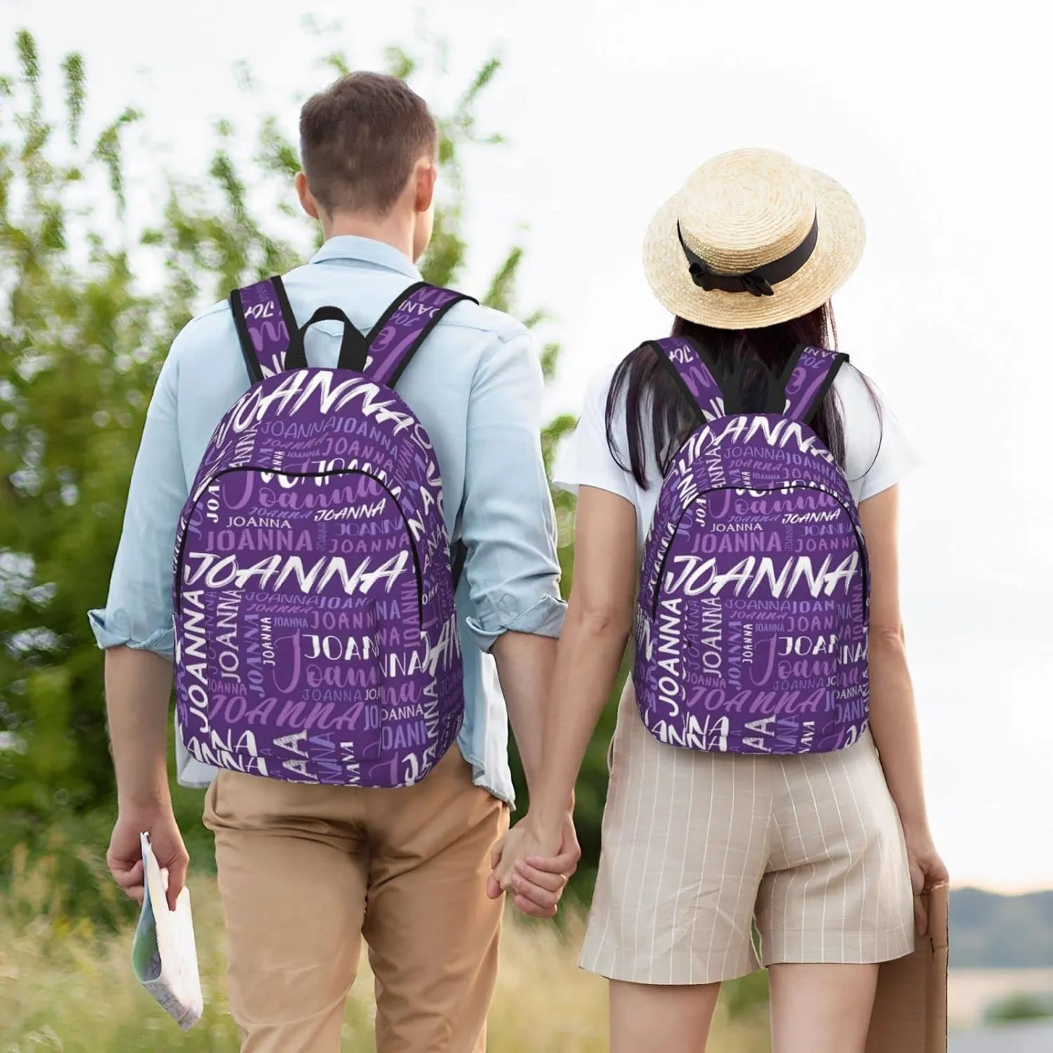 Husguciy Custom Backpack with Name, Personalized Bookbag for Boys Girls Kids, Customized School Bag for School Office Travel (Purple)