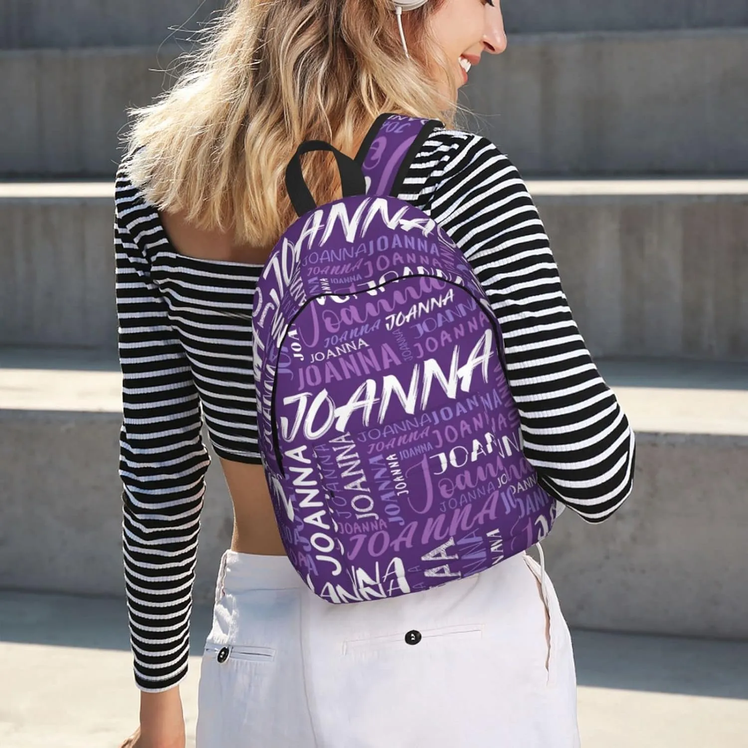 Husguciy Custom Backpack with Name, Personalized Bookbag for Boys Girls Kids, Customized School Bag for School Office Travel (Purple)