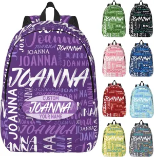 Husguciy Custom Backpack with Name, Personalized Bookbag for Boys Girls Kids, Customized School Bag for School Office Travel (Purple)