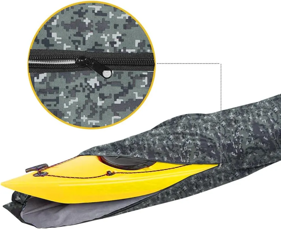 i COVER 16ft Kayak Cover- Water Proof Heavy Duty Kayaks/Canoe Covers Fits Canoes or Paddleboards up to 16ft Long and Beam Width up to 36in, Camo