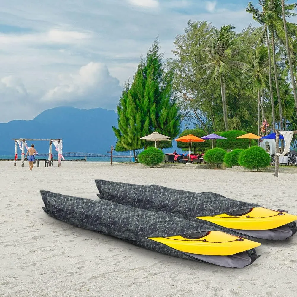 i COVER 16ft Kayak Cover- Water Proof Heavy Duty Kayaks/Canoe Covers Fits Canoes or Paddleboards up to 16ft Long and Beam Width up to 36in, Camo