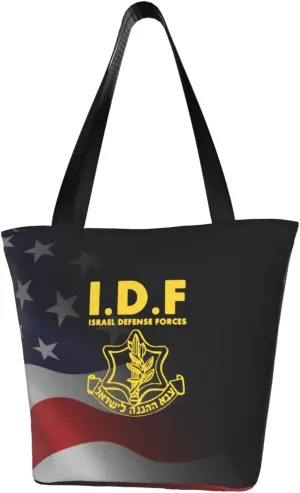 IDF Israel Defense Forces Women'S Casual One Shoulder Carry Shopping Bag Large Capacity Working Storage Handbag