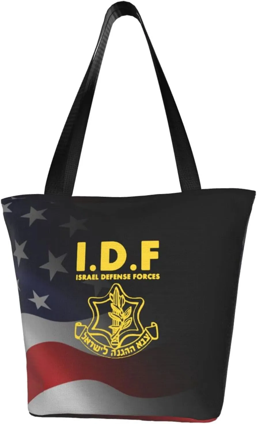 IDF Israel Defense Forces Women'S Casual One Shoulder Carry Shopping Bag Large Capacity Working Storage Handbag