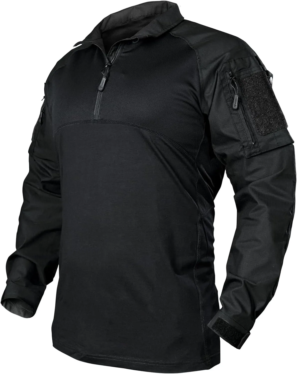 IDOGEAR Men’s Tactical Military Shirts 1/4 Zip Combat BDU Shirts Camo Long Sleeve With Pockets For Outdoor Airsoft Paintball