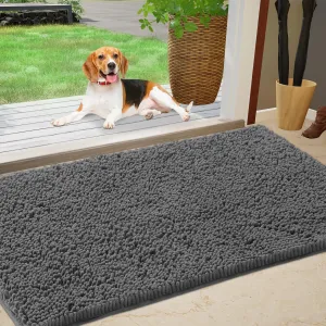 IM HOME Chenille Absorbent Outdoor Doormat 36" x 24", Washable Muddy Door Mats for Dog Non Slip Indoor Doormat Dog Mat for Muddy Paw Front Inside Doormats for Entryway Grey