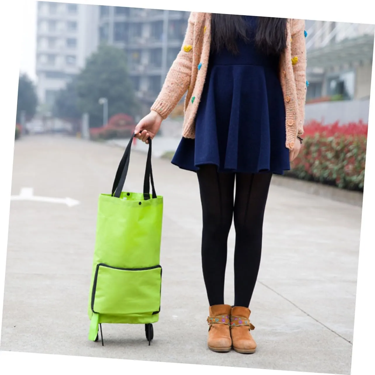 IMIKEYA 1pc Pulling Wheel Market Trolley Grocery Tote Folding Shopping Cart Bag