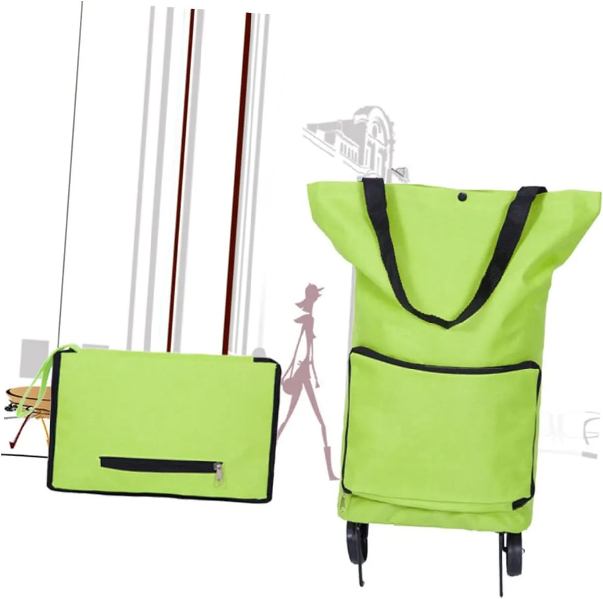 IMIKEYA 1pc Pulling Wheel Market Trolley Grocery Tote Folding Shopping Cart Bag