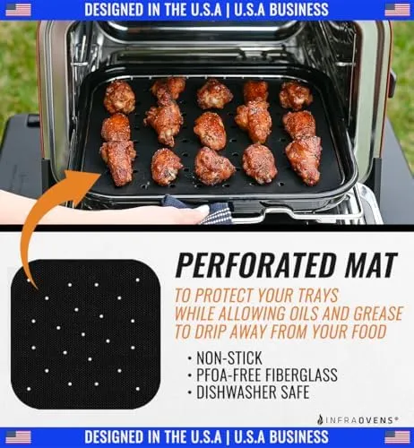INFRAOVENS Reusable Liner Accessories for Ninja Woodfire Pizza Oven 8-in-1 Outdoor Smoker BBQ, Non-Disposable Non-Stick Grill Mats for Wood Fire Pizza Stone Electric with Pellets, OO100 OO101 OO101B