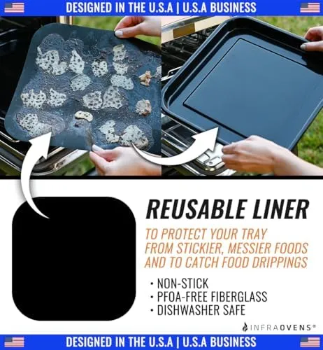 INFRAOVENS Reusable Liner Accessories for Ninja Woodfire Pizza Oven 8-in-1 Outdoor Smoker BBQ, Non-Disposable Non-Stick Grill Mats for Wood Fire Pizza Stone Electric with Pellets, OO100 OO101 OO101B