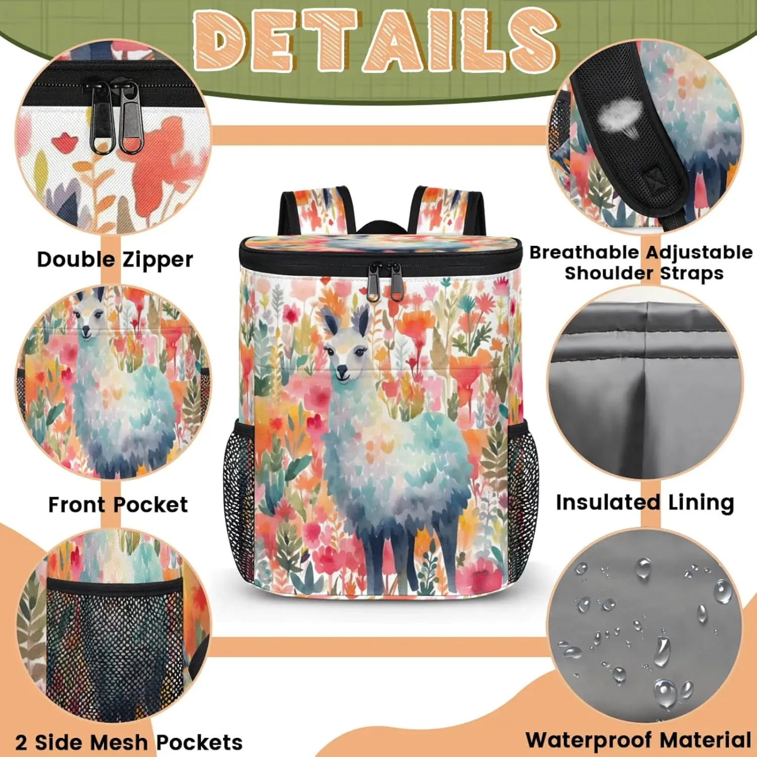 Insulated Cooler Backpack 30 Cans, Leak Proof Cooler Bag, Backpack Coolers for Picnic Hiking Camping Beach