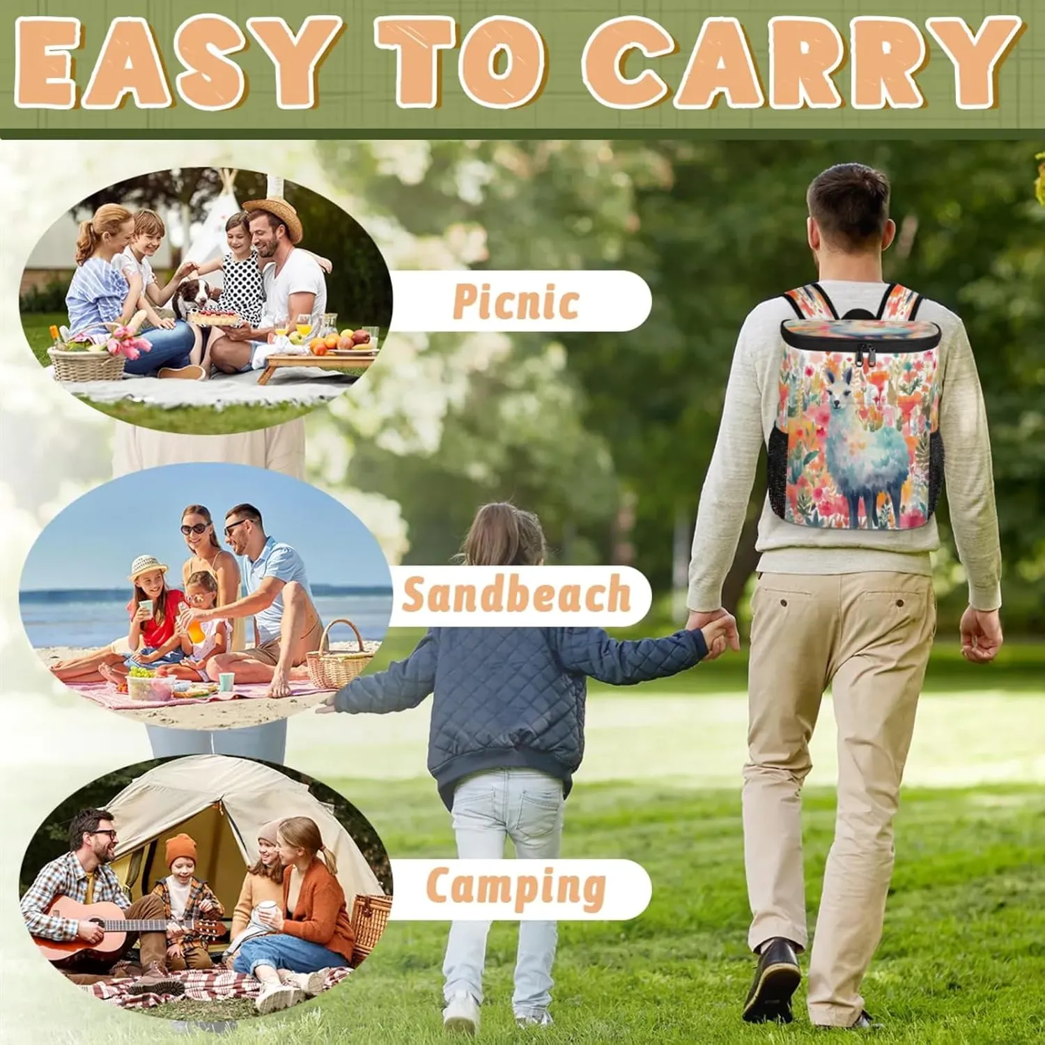 Insulated Cooler Backpack 30 Cans, Leak Proof Cooler Bag, Backpack Coolers for Picnic Hiking Camping Beach