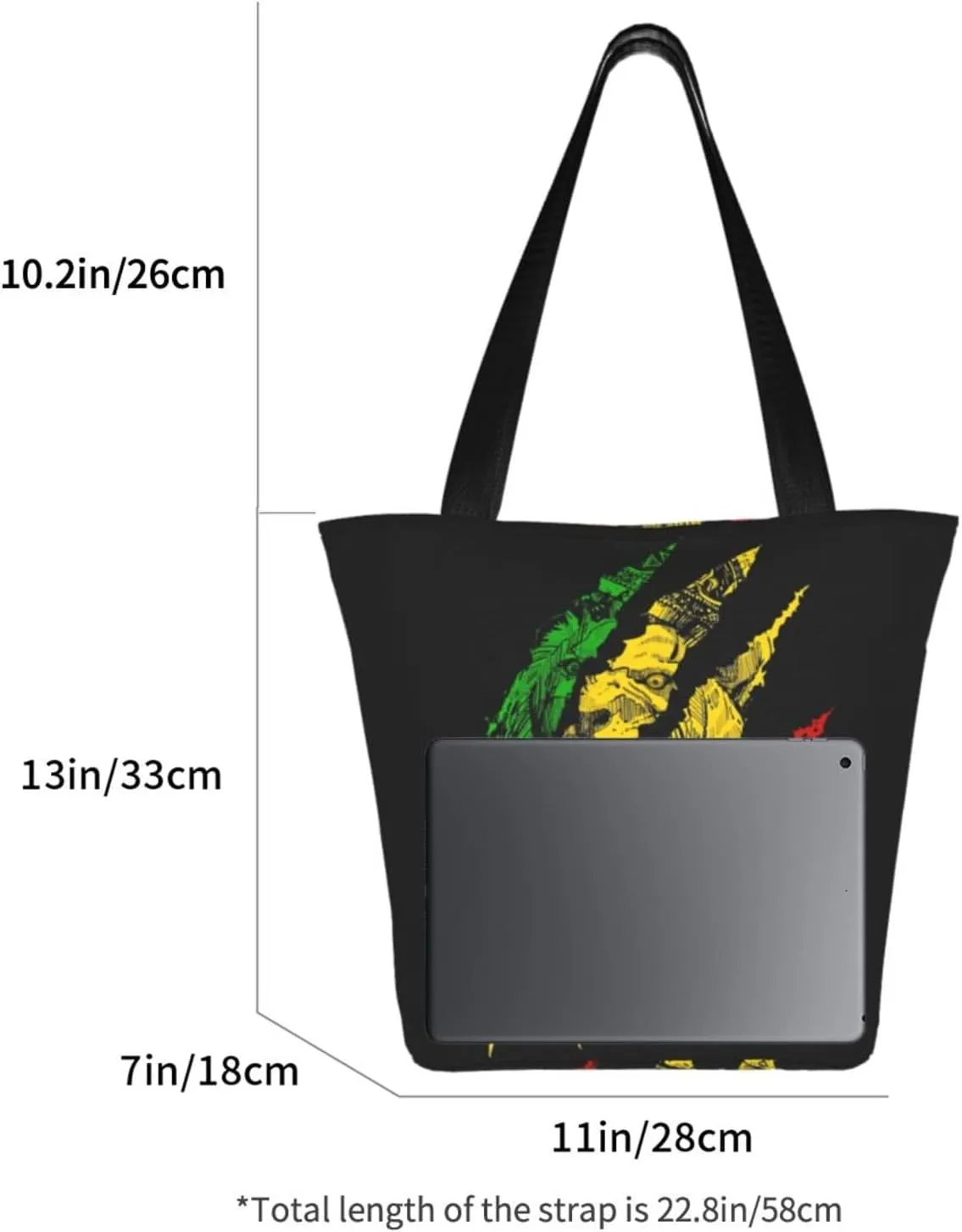Jamaican Flag Rasta Reggae Judah Lion Women's Tote Bag Shoulder Bag Shopping Handbag Large Capacity Handbag