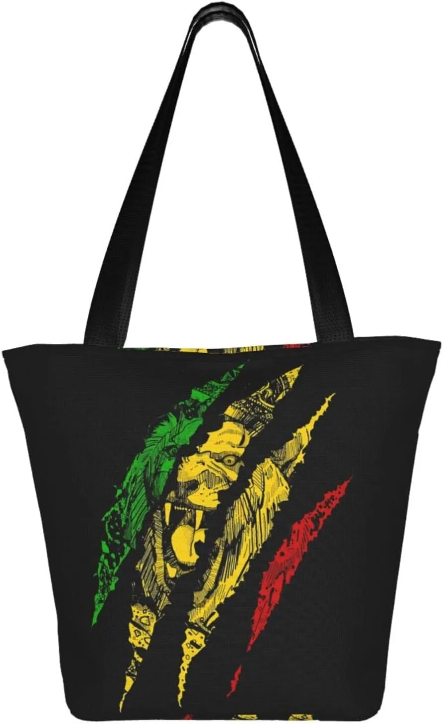 Jamaican Flag Rasta Reggae Judah Lion Women's Tote Bag Shoulder Bag Shopping Handbag Large Capacity Handbag
