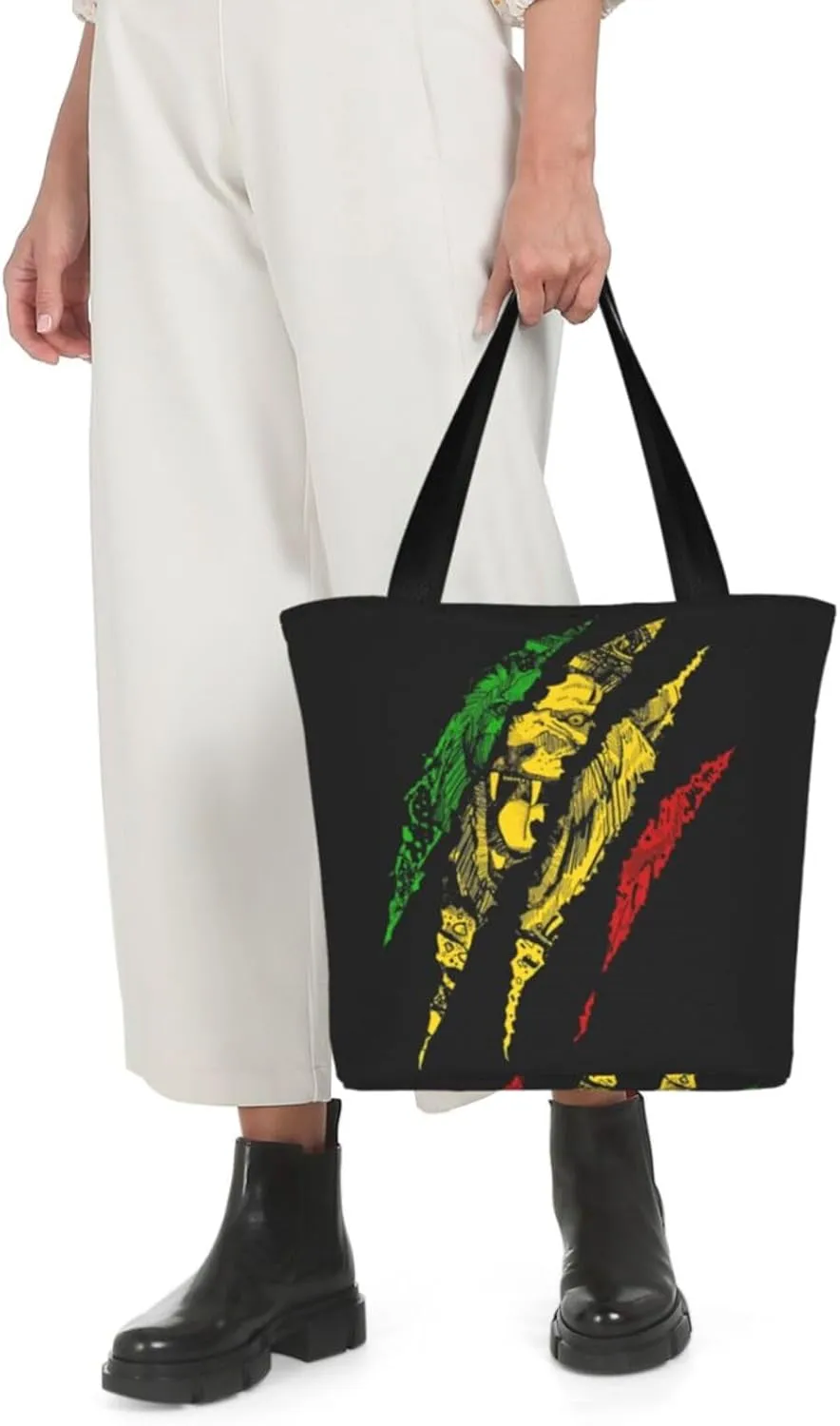 Jamaican Flag Rasta Reggae Judah Lion Women's Tote Bag Shoulder Bag Shopping Handbag Large Capacity Handbag