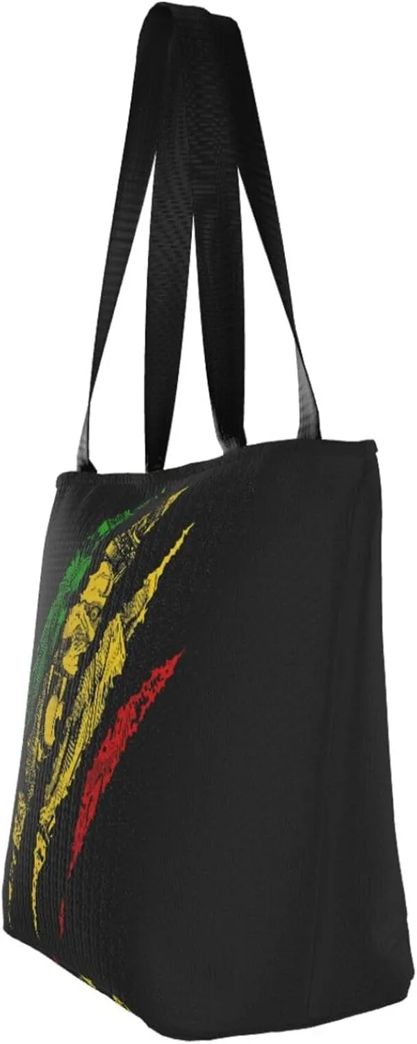 Jamaican Flag Rasta Reggae Judah Lion Women's Tote Bag Shoulder Bag Shopping Handbag Large Capacity Handbag