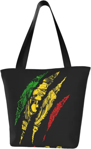 Jamaican Flag Rasta Reggae Judah Lion Women's Tote Bag Shoulder Bag Shopping Handbag Large Capacity Handbag