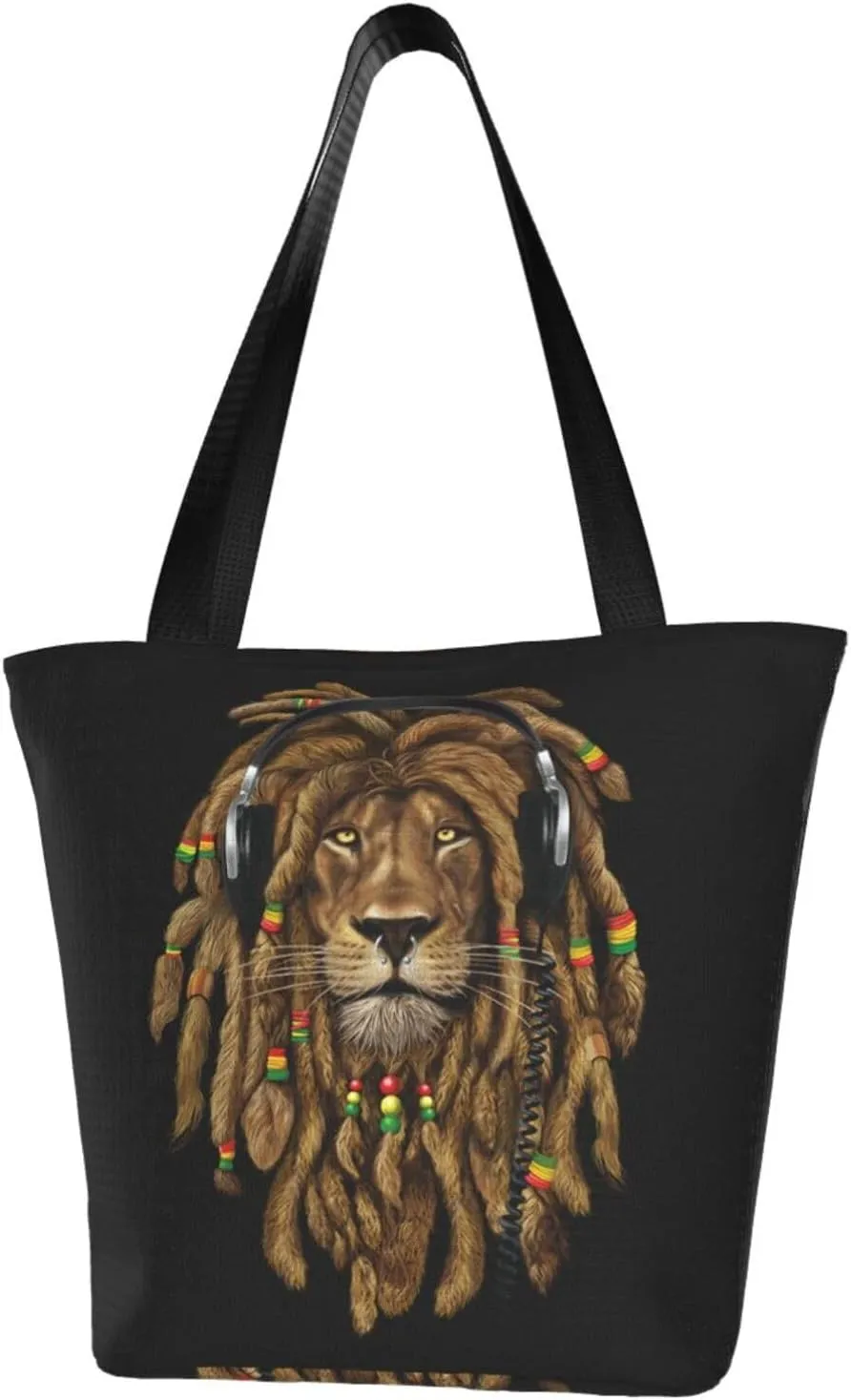Jamaican Rasta Reggae Judah Lion Women's Tote Bag Shoulder Bag Shopping Handbag Large Capacity Handbag With Zipper