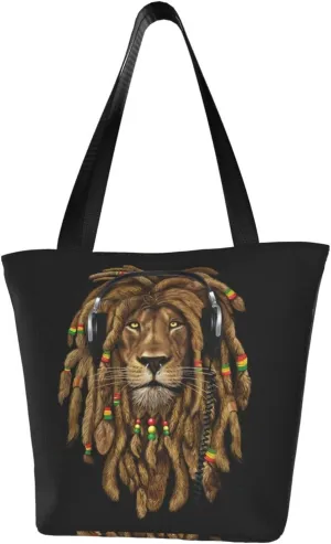 Jamaican Rasta Reggae Judah Lion Women's Tote Bag Shoulder Bag Shopping Handbag Large Capacity Handbag With Zipper