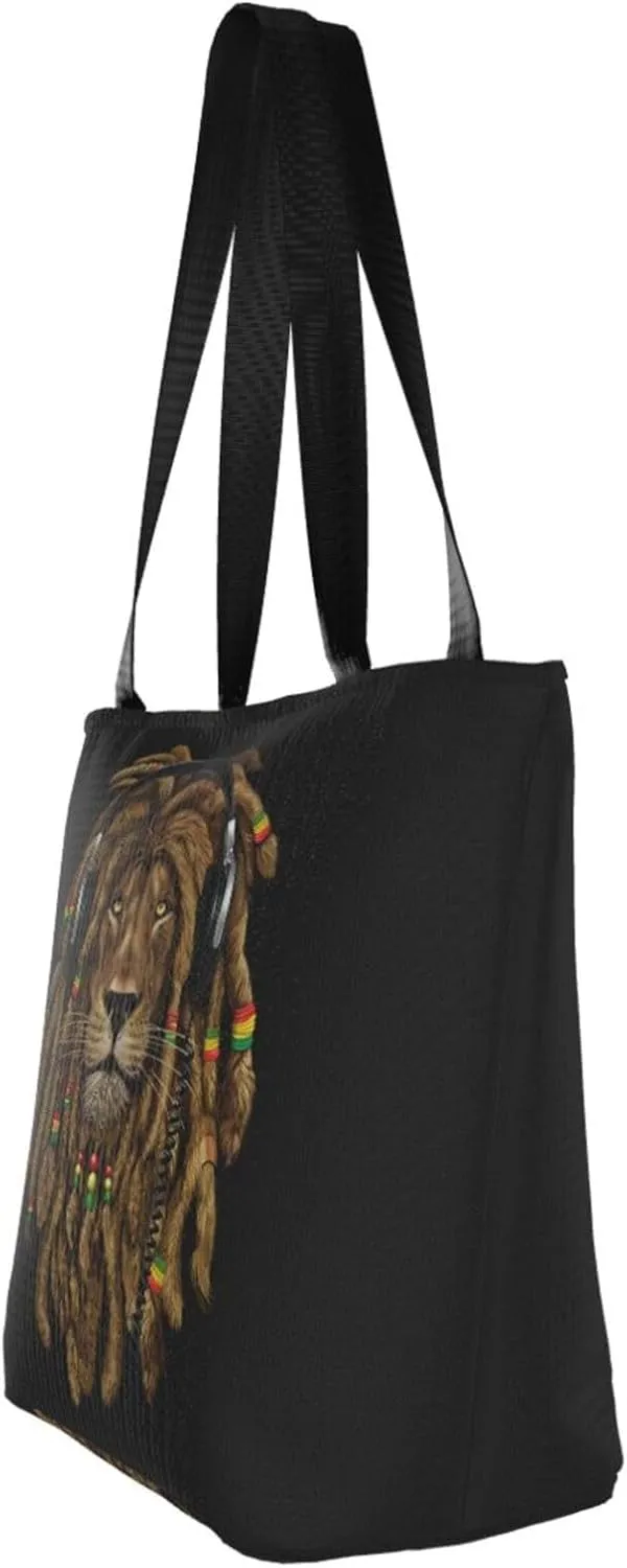 Jamaican Rasta Reggae Judah Lion Women's Tote Bag Shoulder Bag Shopping Handbag Large Capacity Handbag With Zipper