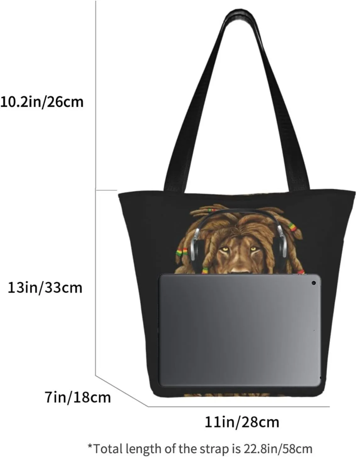 Jamaican Rasta Reggae Judah Lion Women's Tote Bag Shoulder Bag Shopping Handbag Large Capacity Handbag With Zipper