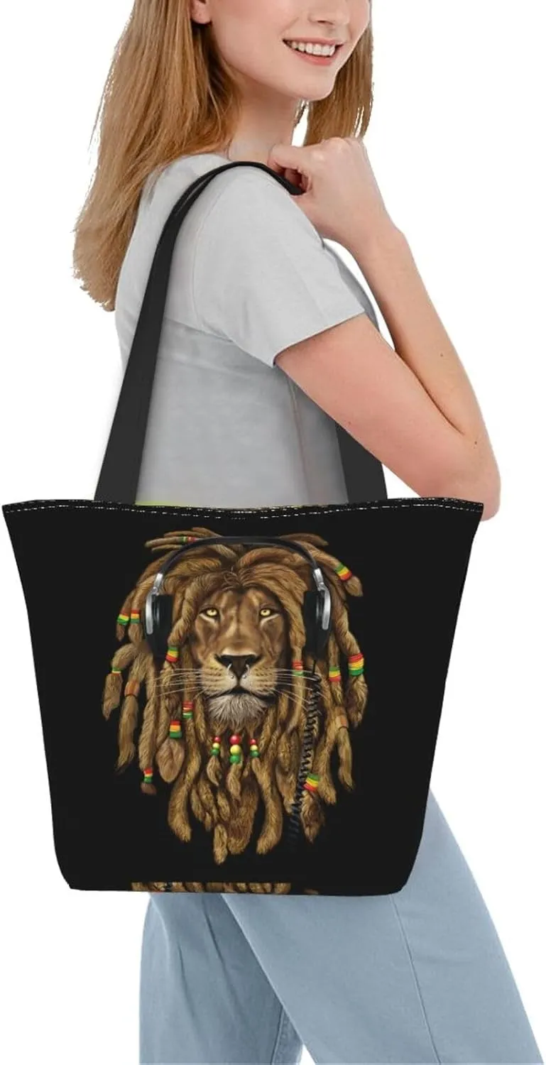 Jamaican Rasta Reggae Judah Lion Women's Tote Bag Shoulder Bag Shopping Handbag Large Capacity Handbag With Zipper