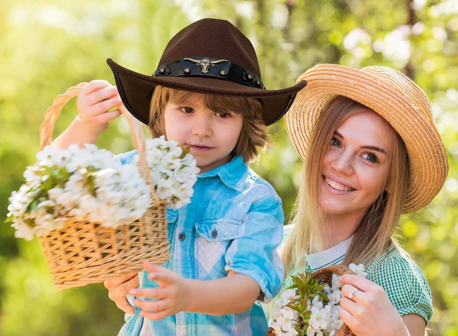 Jastore Kids Western Hats Boys Girls Cowboy Felt Hat Jazz Fedora Cowgirl Hats with Belt Buckle