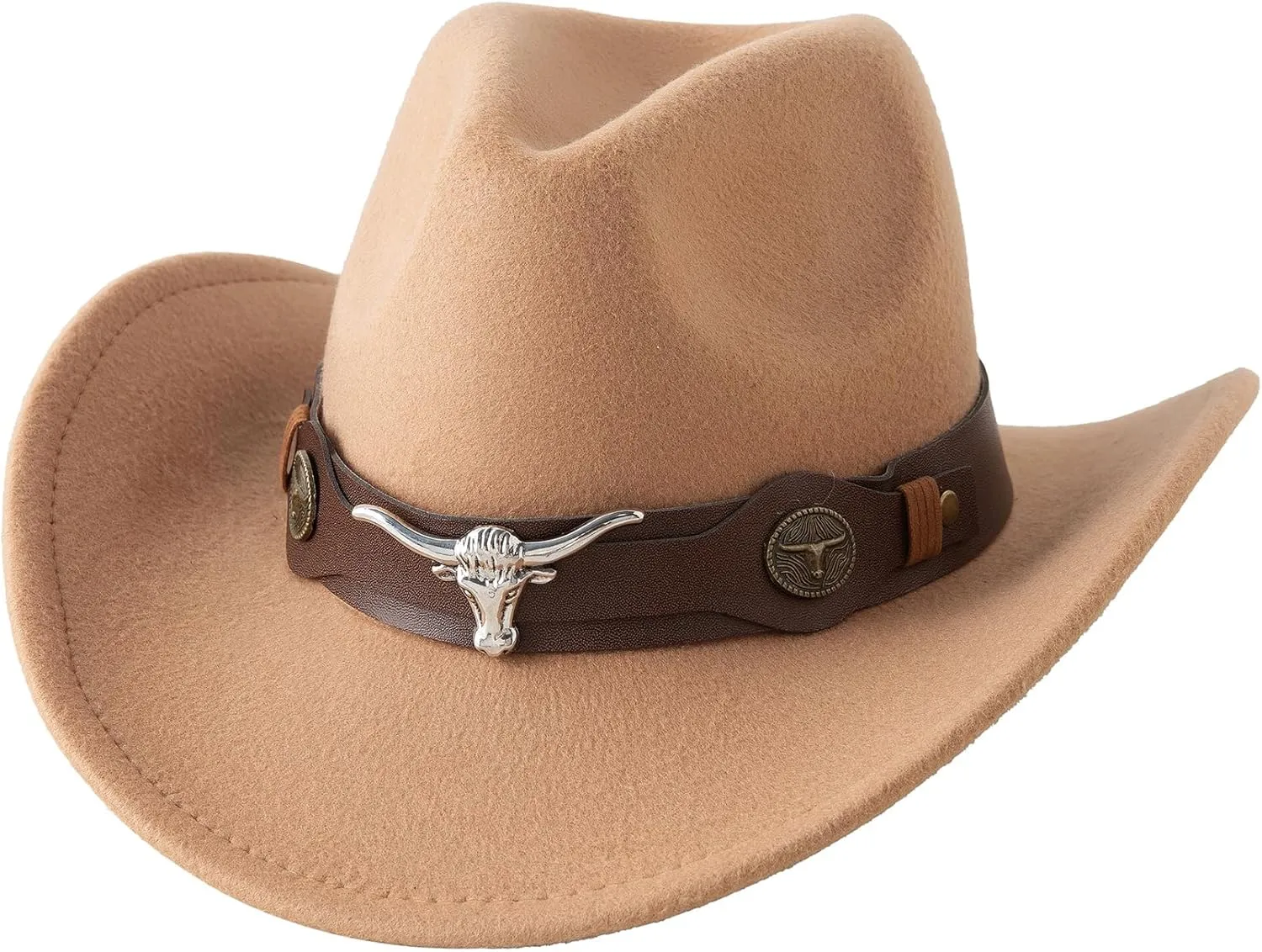Jastore Kids Western Hats Boys Girls Cowboy Felt Hat Jazz Fedora Cowgirl Hats with Belt Buckle