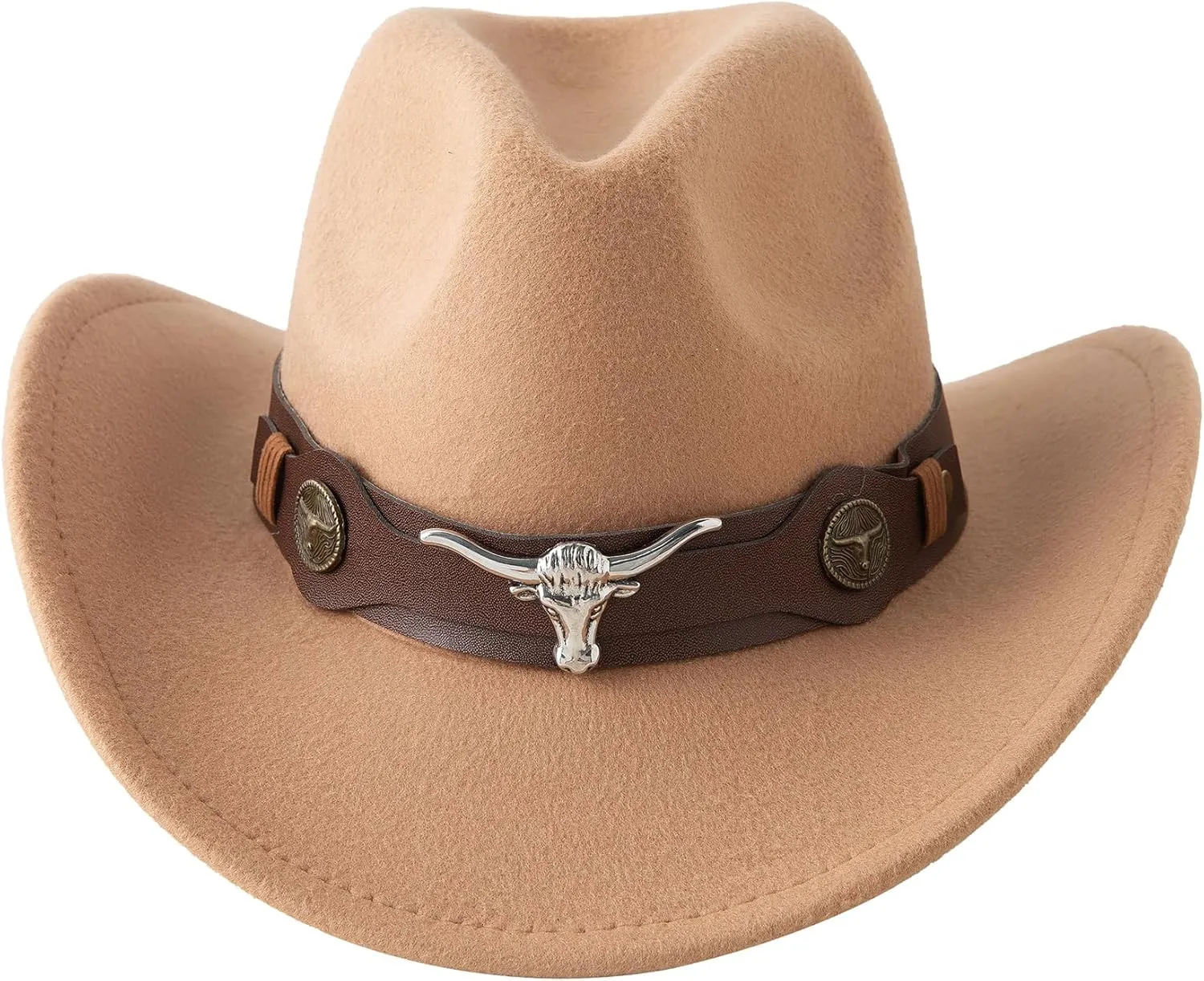 Jastore Kids Western Hats Boys Girls Cowboy Felt Hat Jazz Fedora Cowgirl Hats with Belt Buckle