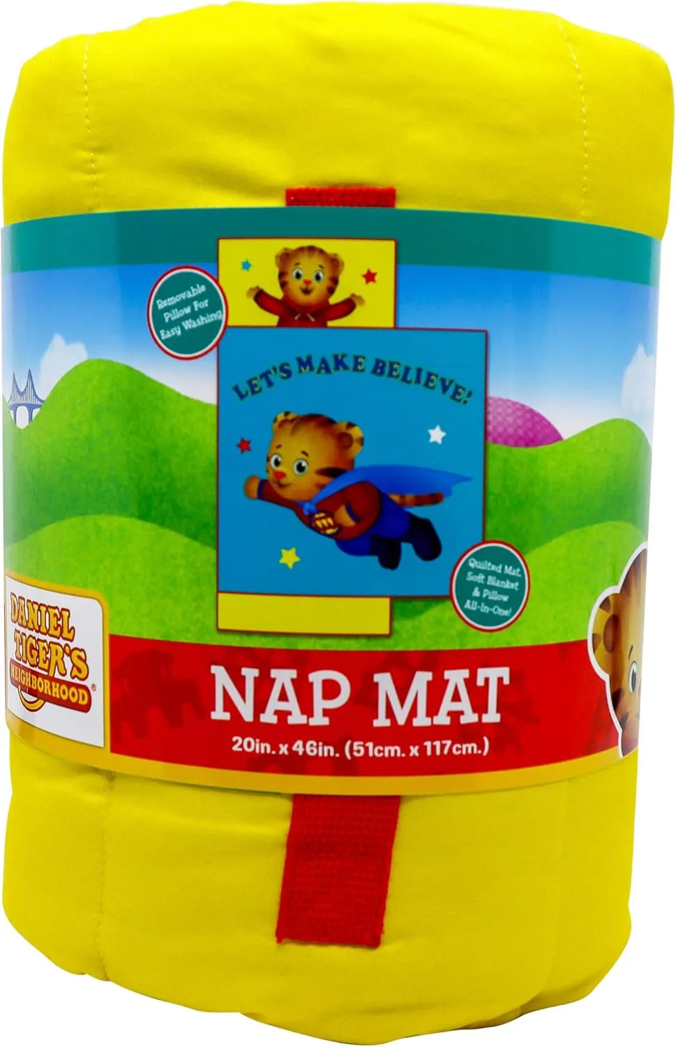 Jay Franco Daniel Tiger Make Believe Nap Mat - Built-in Pillow and Blanket - Super Soft Microfiber Kids'/Toddler/Children's Bedding, Age 3-5 (Official Daniel Tiger Product)