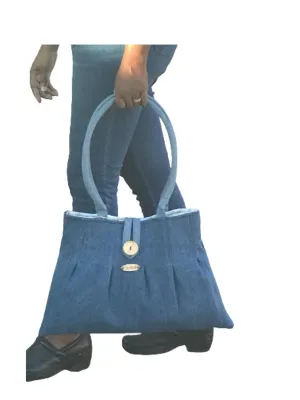 Jeans Hobo Bag/Shopping Bag/Pleated Bag/Large Handbag/Denim Bag/Shoulder Bag/Denim Purse/Blue Purse