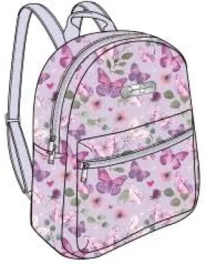 Jessica Simpson Waterproof Mini Vegan Leather Backpack Purse for Women, Travel, Work (Lilac Butterflies)