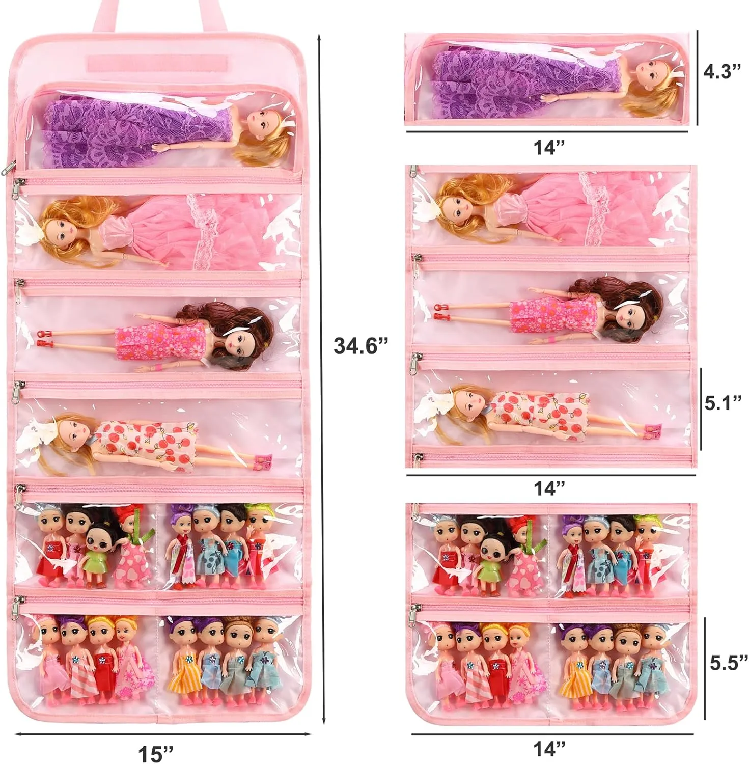 JIANYA Dolls Storage Bag Toys Display Carrying Storage Organizer Clear View Compatible with All Surprise Dolls Small Toy